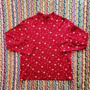 Red Croft & Barrow Snowflake Graphic Turtleneck